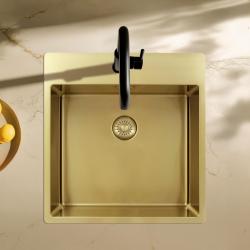 Pure.Sink Exclusivo évier doré 49x52 cm Tapwing avec banque de trous de robinet rayon 10mm PEX4540T-60