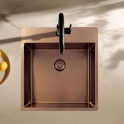 Pure.Sink Exclusivo Évier en cuivre 49x52 cm Tapwing avec trou pour robinet rayon 10mm PEX4540T-62