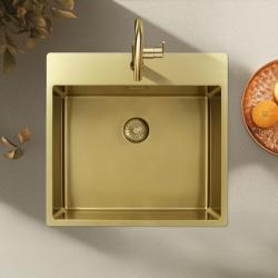 Pure.Sink Exclusivo Évier en or 54x52 cm Tapwing avec trou de robinet rayon 10mm PEX5040T-60