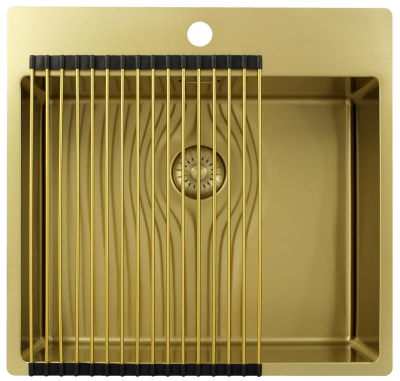 Pure.Sink Exclusivo Goldene Spülbecken 54x52 cm Tapwing mit Kranlochbank 10mm Radius PEX5040T-60