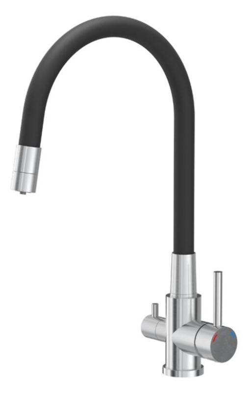 Quadri Selene Küchenmischbatterie Edelstahl 3-Wege mit flexiblem Auslauf und zusätzlichem Anschluss für gefiltertes Wasser 1208971407