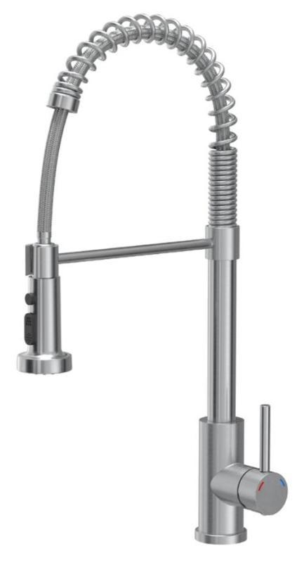 Quadri Redwick Küchenmischbatterie aus Edelstahl mit halbflexiblem Auslauf und Dusche mit 2 Strahlarten plus Wasserstopp-Funktion 1208971411