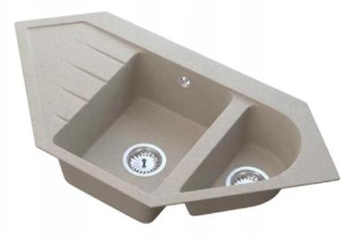 Graniteland Amiata Granites beige Évier d'angle à poser 965x496mm avec Plug en inox 1208971417