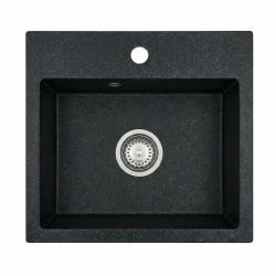 Graniteland Nera Évier en Granit 45x42 cm Look Pierre Bleue Montage en Surface avec Trou pour Robinet et Plug en Acier Inoxydable 1208971432