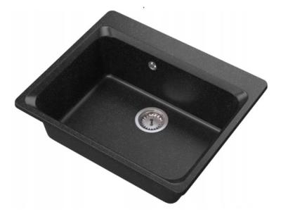 Graniteland Vastone Évier en granit 619x522 mm Look pierre bleue Montage avec banque de trous pour robinet et bouchon en inox 1208971442