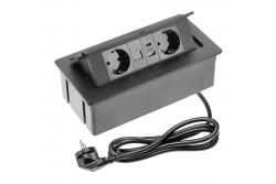 Prise de mobilier MULTISOFT, 2xSHUKO, USB A+C, RJ45, câble 1,5 m, noir