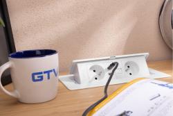 MULTISOFT Prise de meuble 2x Prise avec terre, USB A+C, RJ45, Câble d'alimentation avec fiche, Blanc