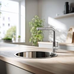Pure.Sink Rondo Acier Inoxydable Évier Rond à encastrer, sous-plan et à poser 38 cm PRN38-02