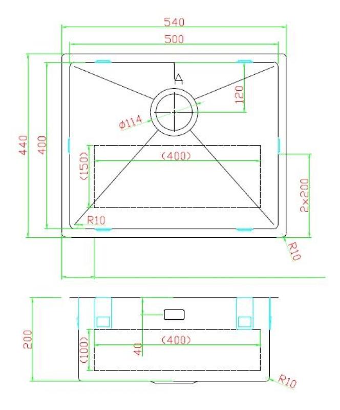 Pure.Sink Luxion Évier noir PVD 50 x 40 cm, encastrable, à encastrer à fleur ou en saillie PLX5040-63