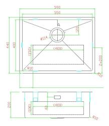 Pure.Sink Luxion Évier doré 55 x 40 cm, encastrable, à encastrer à fleur ou en saillie PLX5540-60