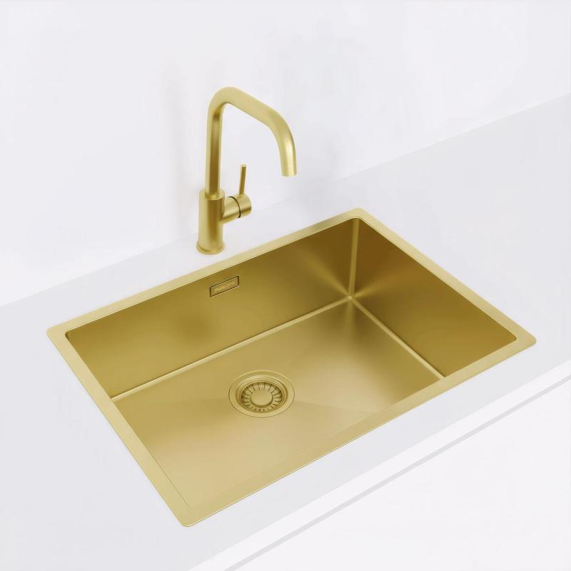 Pure.Sink Luxion Évier doré 55 x 40 cm, encastrable sous plan, à encastrer à fleur ou en saillie PLX5540-60