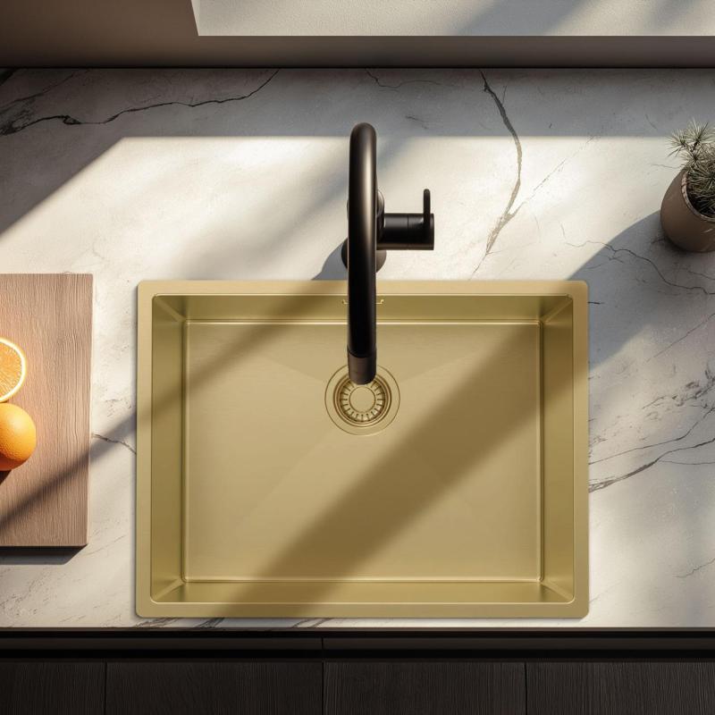 Pure.Sink Luxion Évier doré 55 x 40 cm, encastrable sous plan, à encastrer à fleur ou en saillie PLX5540-60