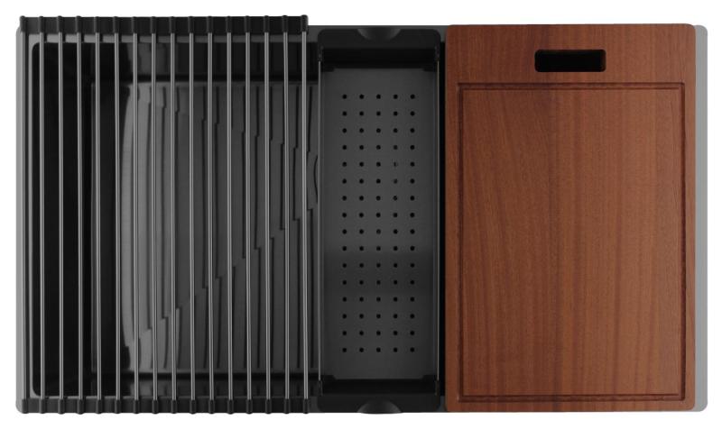 Pure.Sink Luxion Große Gun-Metal-Spüle 74 x 40 cm Unterbau, flach eingebaut und Aufsatz PLX7440-61