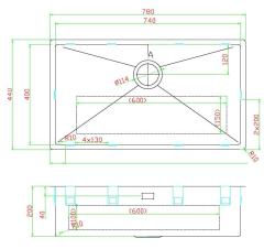 Pure.Sink Luxion Grand évier en cuivre 74 x 40 cm, encastrable, à encastrer à fleur ou en saillie PLX7440-62