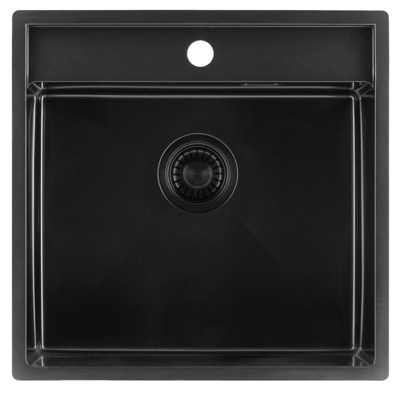 Pure.Sink Luxion PVD Zwarte spoelbak 51x50 cm Tapwing met kraangatbank PLX5150T-63