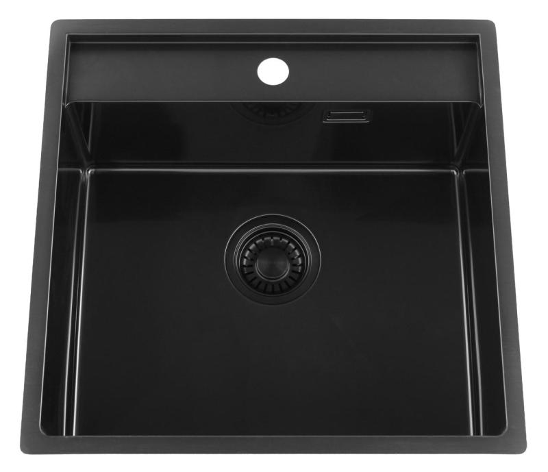 Pure.Sink Luxion PVD Zwarte spoelbak 51x50 cm Tapwing met kraangatbank PLX5150T-63