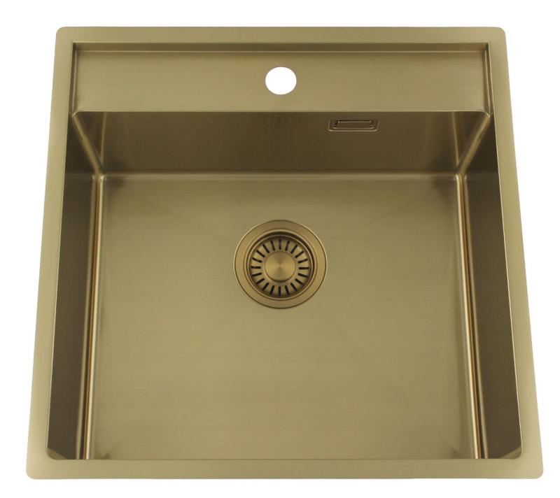 Pure.Sink Luxion Gouden spoelbak 51x50 cm Tapwing met kraangatbank PLX5150T-60