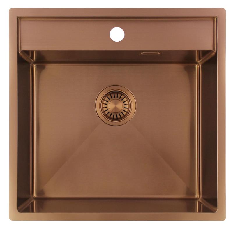 Pure.Sink Luxion Koperen spoelbak 51x50 cm Tapwing met kraangatbank PLX5150T-62
