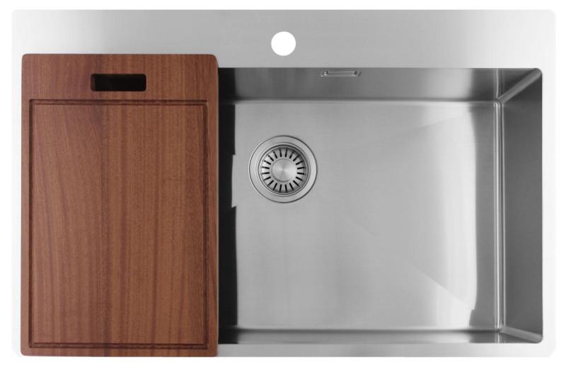 Pure.Sink Luxion Grand évier en acier inoxydable 78 x 50 cm Tapwing avec support pour robinet PLX7850T-02