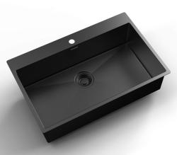 Pure.Sink Luxion PVD Grand évier noir 78 x 50 cm Robinetterie avec trou pour robinet PLX7850T-63