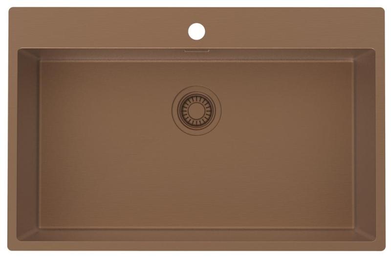 Pure.Sink Luxion Grand évier en cuivre 78 x 50 cm Robinet Tapwing avec banc de perçage PLX7850T-62