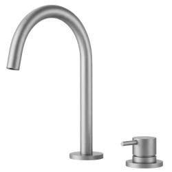 Pure.Sink Luxion 2-Loch-Küchenarmatur aus massivem Edelstahl mit rundem Auslauf PLX2HR-02
