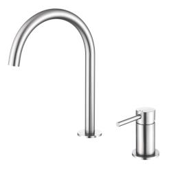 Pure.Sink Luxion Robinet de cuisine 2 trous en acier inoxydable massif avec bec rond PLX2HR-02