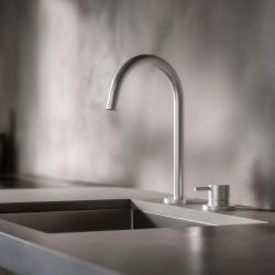 Pure.Sink Luxion Robinet de cuisine 2 trous en acier inoxydable massif avec bec rond PLX2HR-02