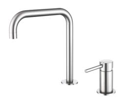 Pure.Sink Luxion Robinet de cuisine 2 trous en acier inoxydable massif avec bec verseur en U PLX2HU-02