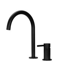 Pure.Sink Luxion Robinet de cuisine 2 trous noir mat avec bec rond PLX2HR-10