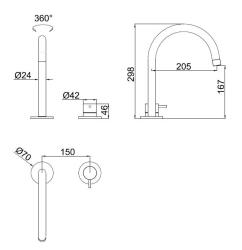 Pure.Sink Luxion Robinet de cuisine 2 trous noir mat avec bec rond PLX2HR-10