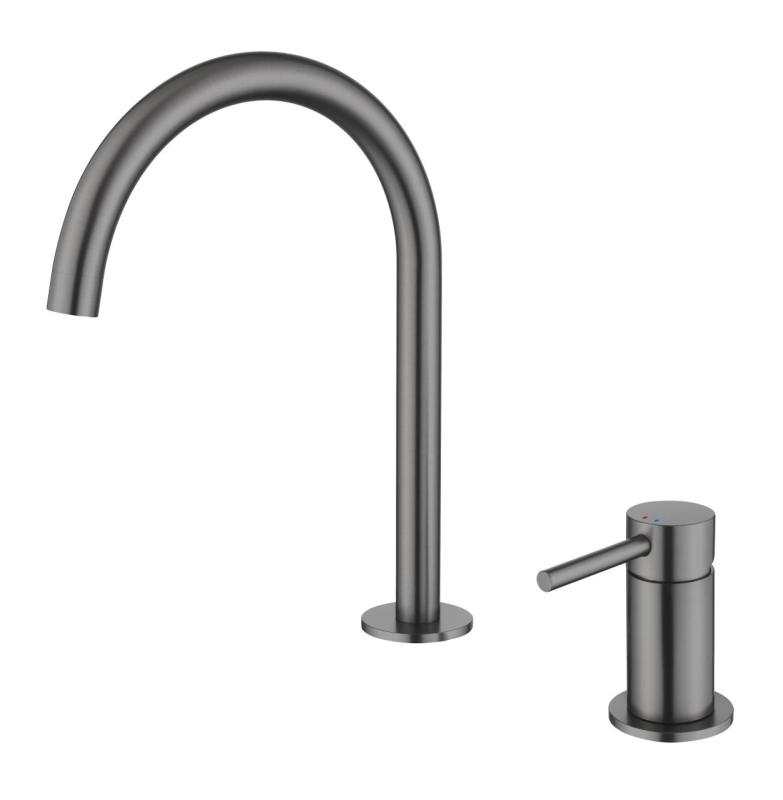 Pure.Sink Luxion 2-gats Gun metal keukenkraan met ronde uitloop PLX2HR-61