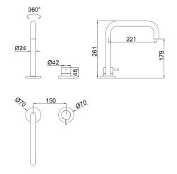 Pure.Sink Luxion 2-Loch-Küchenarmatur aus Kupfer mit U-Auslauf PLX2HU-62