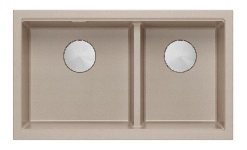 Quadri Newport II Doppelte Beige Granit Unterbau Spüle 702 x 390 mm mit Edelstahl-Stöpsel 1208971757