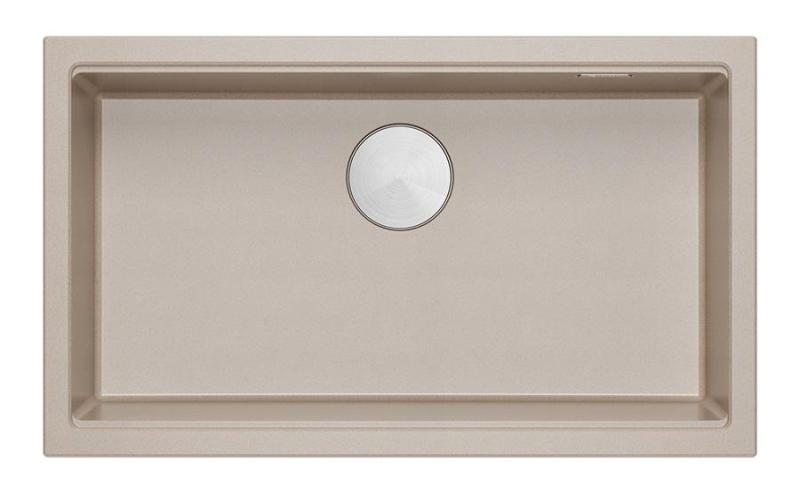 Quadri Newport II großer und tiefer Spülbecken Granit Aufbau und Unterbau Beige Spülbecken 76x45cm mit Edelstahlstopfen 1208971760
