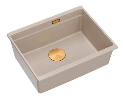 Quadri Newport II granit sous-évier beige 560x450mm avec bouchon en cuivre et chapeau de décharge 1208971764