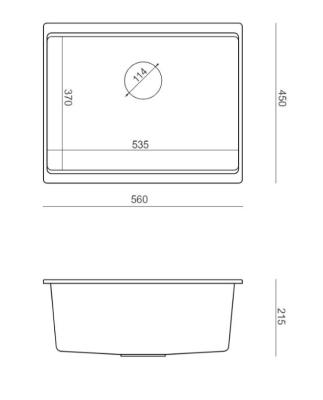 Quadri Newport II granit sous-évier beige 560x450mm avec bouchon en cuivre et chapeau de décharge 1208971764