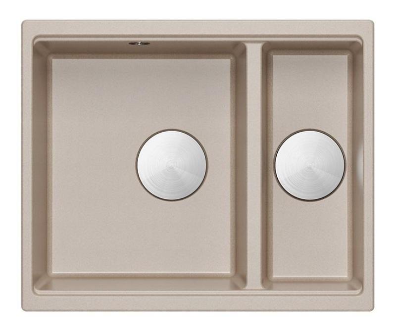 Quadri Newport II beige 1,5 Spülbecken Granit Aufbau und Unterbau Spülbecken 555x460mm mit Edelstahl-Stecker 1208971769