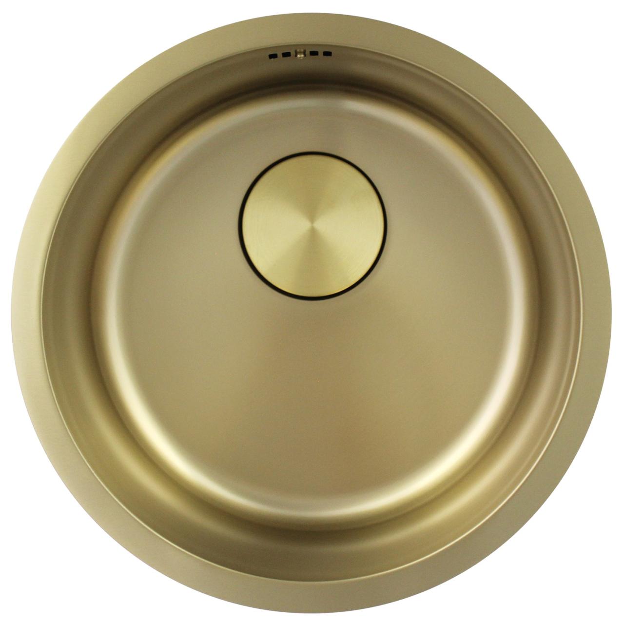 Pure.Sink Rondo Doré Évier rond à encastrer, sous-comptoir et en saillie 38 cm PRN38-60