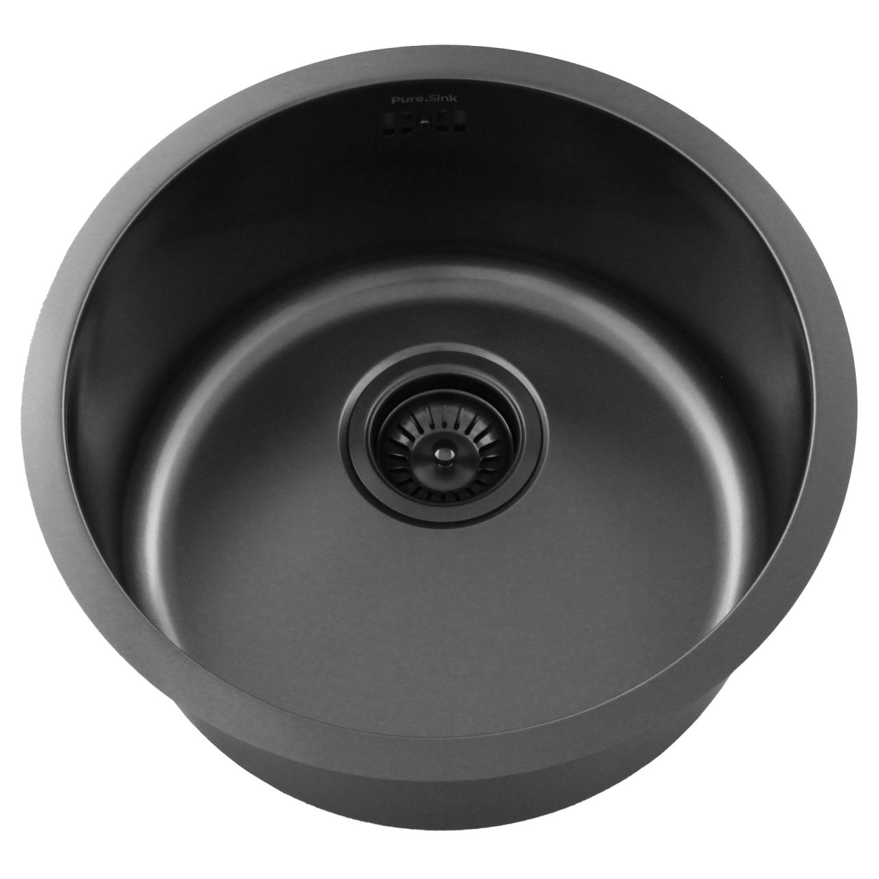Pure.Sink Rondo Gun métal Évier rond à encastrer, à sous-monter et à monter 38 cm PRN38-61