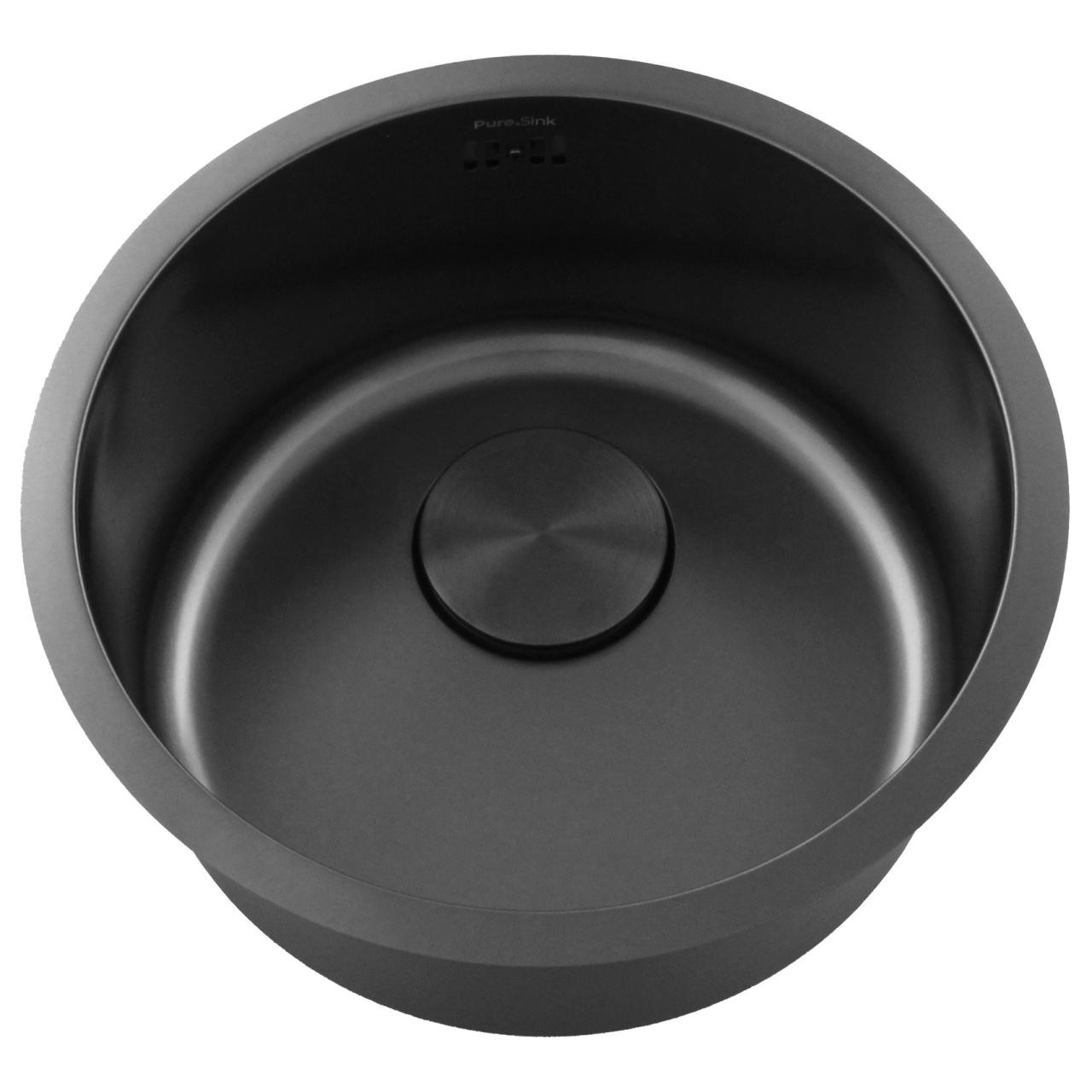 Pure.Sink Rondo Gun métal Évier rond à encastrer, à sous-monter et à monter 38 cm PRN38-61