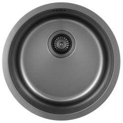 Pure.Sink Rondo Gun métal Évier rond à encastrer, à sous-monter et à monter 38 cm PRN38-61
