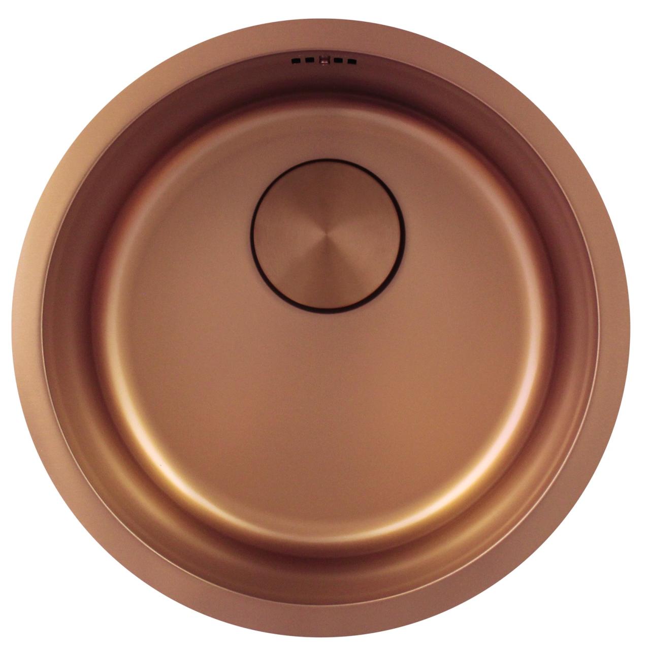 Pure.Sink Rondo Cuivre Évier rond à encastrement à fleur, sous-comptoir et montage en surface 38 cm PRN38-62