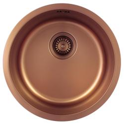 Pure.Sink Rondo Cuivre Évier rond à encastrement à fleur, sous-comptoir et montage en surface 38 cm PRN38-62