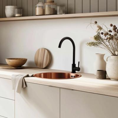 Pure.Sink Rondo Cuivre Évier rond à encastrement à fleur, sous-comptoir et montage en surface 38 cm PRN38-62