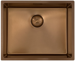 Outlet Retour Pure.Sink Prestige évier 50x40 cm PVD Cuivre rayon de 10mm sous-comptoir, installation à fleur et montage en surface PPG5040-62