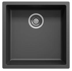 Évier Ausmann Fibre noir 40x40cm pour montage sous plan, sur plan et encastré avec bouchon automatique en acier inoxydable 1208971836
