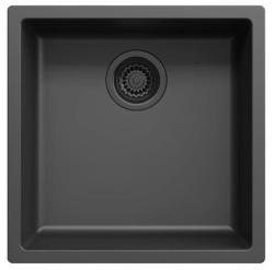 Évier Ausmann Fibre noir 40x40cm à encastrer, à monter et à installer à fleur avec bouchon automatique noir 1208971851