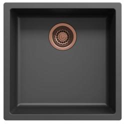Évier Ausmann Fibre noir 40x40cm sous-plan, à poser et à encastrer avec bouchon automatique en cuivre 1208971852