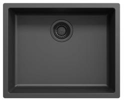 Évier Ausmann Fibre noir 50x40cm pour sous-plan, sur plan et à fleur avec bouchon automatique noir 1208971856
